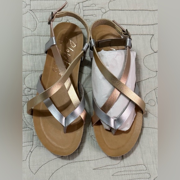 NEW Blowfish Granola-k Strappy Sandals Sz 1 Silver Gold Rose Gold - Picture 2 of 8